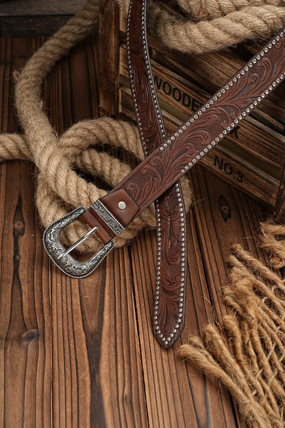 Tooled Western Leather Belt