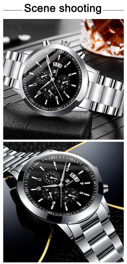 Timeless Stainless Steel Watch & Bracelet Set (Buy 2 Get 1 Free)