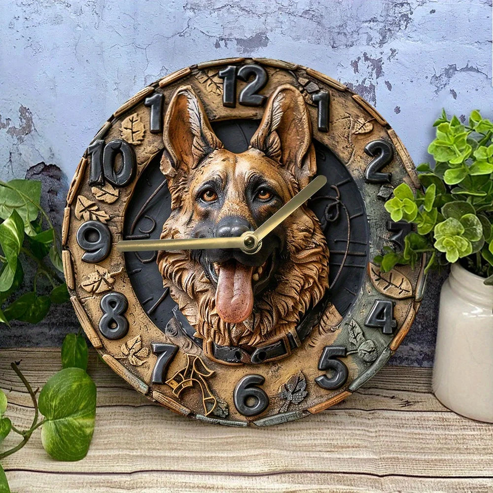 German Shepherd Silent Wall Clock