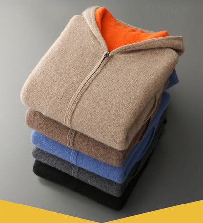 Cashmere Hooded Zip Cardigan