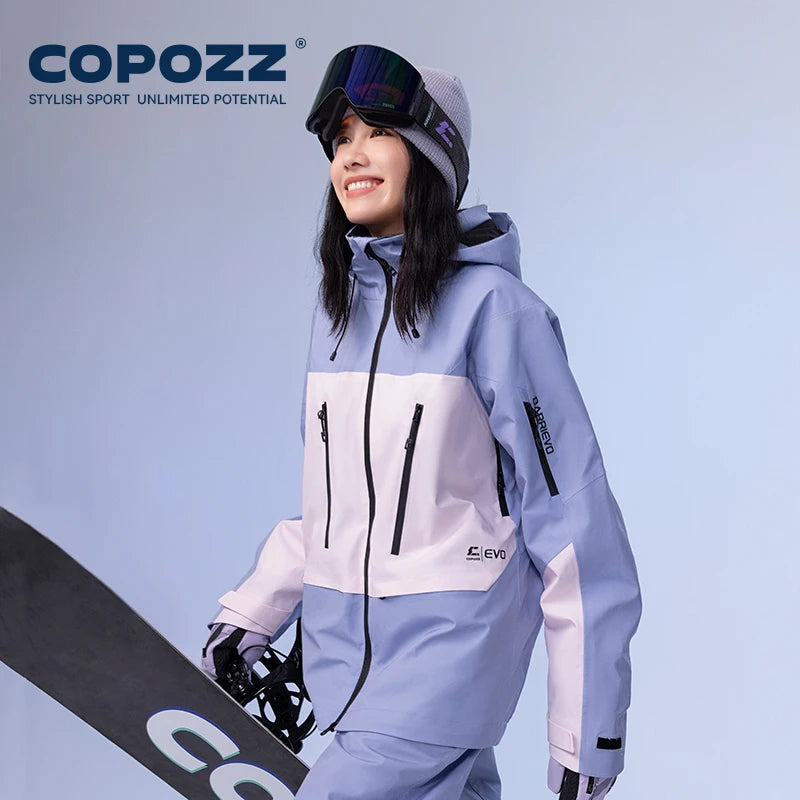 COPOZZ Ski Jacket Women Man Hooded Ski Wear Windproof Winter Overalls Hoodie Waterproof Outdoor Sports Clothing Snowboard