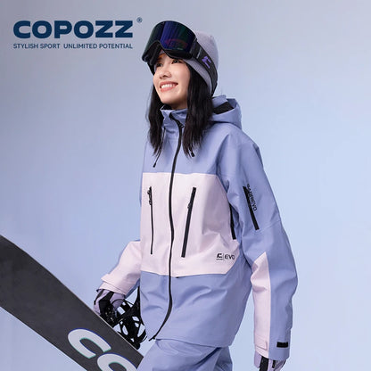 COPOZZ Ski Jacket Women Man Hooded Ski Wear Windproof Winter Overalls Hoodie Waterproof Outdoor Sports Clothing Snowboard