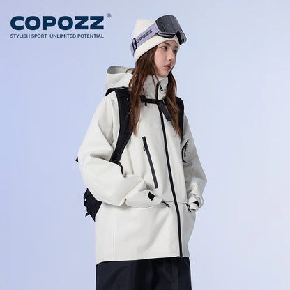 COPOZZ Ski Jacket Women Man Hooded Ski Wear Windproof Winter Overalls Hoodie Waterproof Outdoor Sports Clothing Snowboard