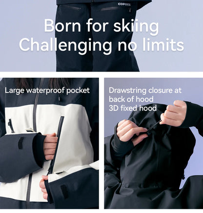 COPOZZ Ski Jacket Women Man Hooded Ski Wear Windproof Winter Overalls Hoodie Waterproof Outdoor Sports Clothing Snowboard