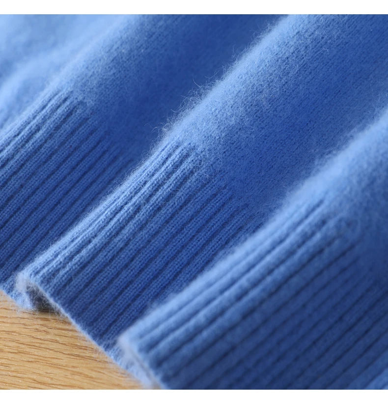 Men's 100% Pure Mink Cashmere Sweater O-Neck Pullovers Knit Sweater Autumn and Winter New Long Sleeve High-End Jumpers Mink Tops