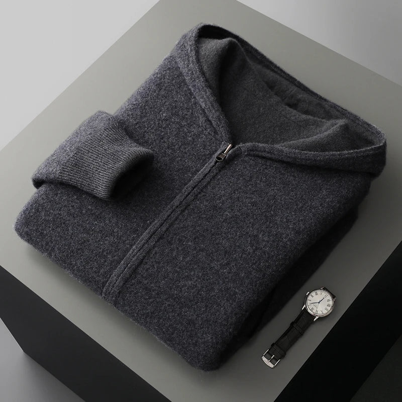 Cashmere Hooded Zip Cardigan