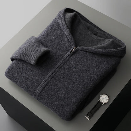 Cashmere Hooded Zip Cardigan