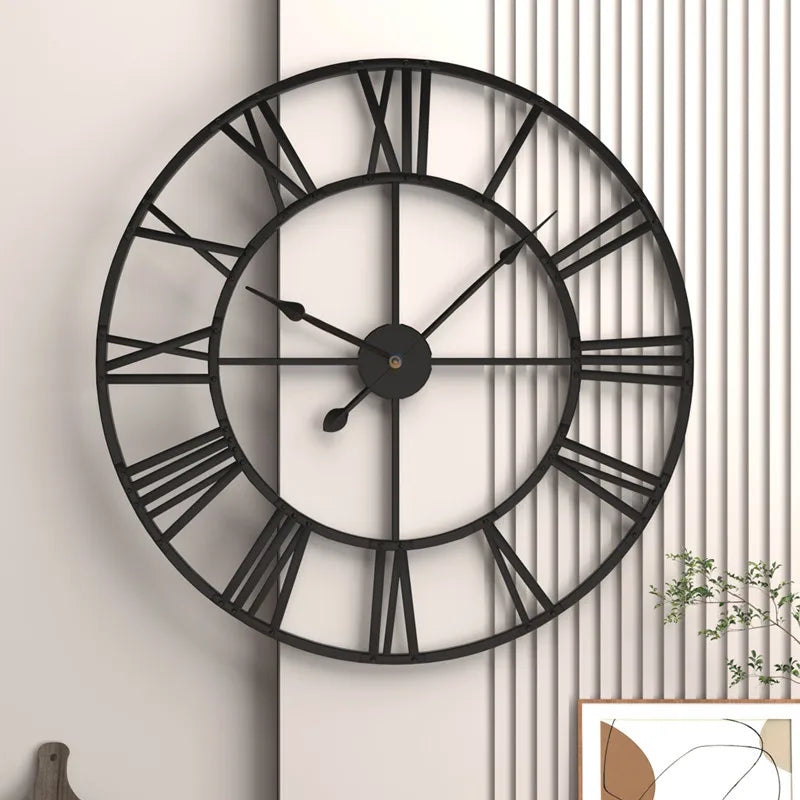 Classic Roman Numeral Metal Wall Clock