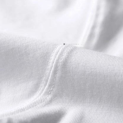 Seam and fabric texture close-up of heavyweight T-shirt in white