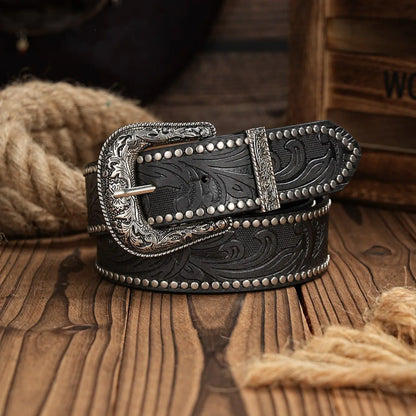 Tooled Western Leather Belt