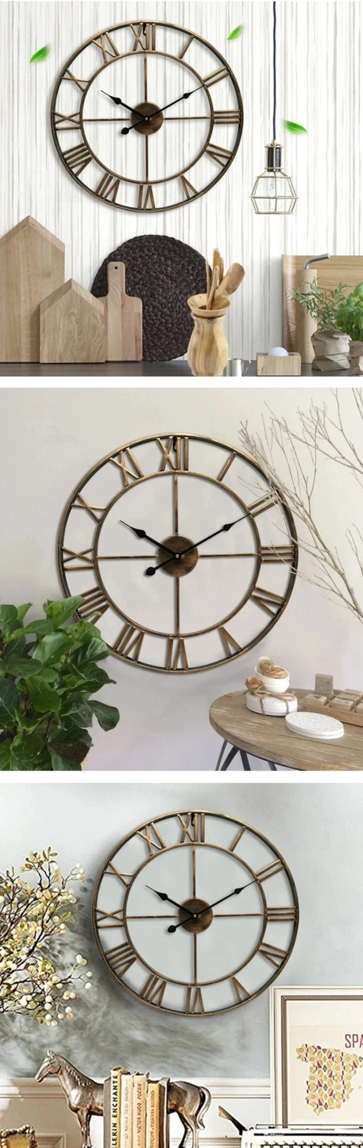 Classic Roman Numeral Metal Wall Clock