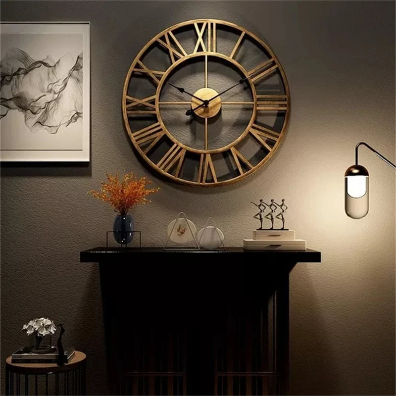 Classic Roman Numeral Metal Wall Clock