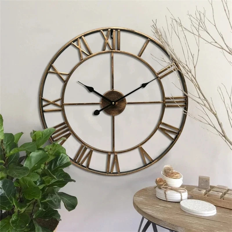 Classic Roman Numeral Metal Wall Clock