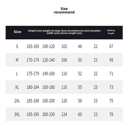 Size chart for heavyweight unisex cotton T-shirts with height, weight, and measurement guides