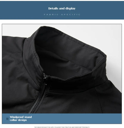 Zipper detail and stitching on reflective sports windbreaker jacket