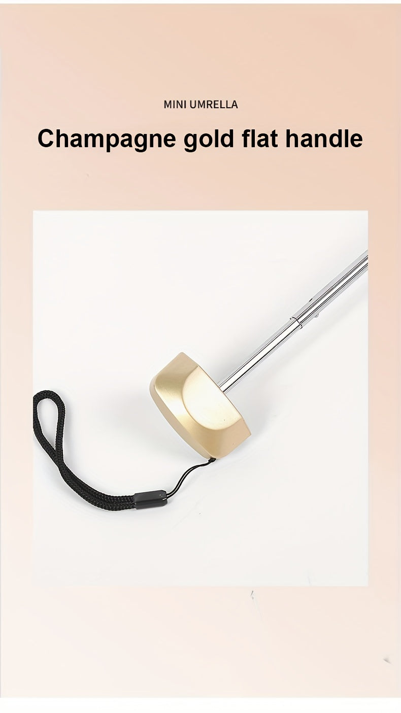 Compact 6-Rib Mini Folding Umbrella - Lightweight Durable Aluminum Alloy Handle & Frame, Manual Open/Close, Stylish Portable Design for Sun & Rain, Available in Pink, Blue, White, Gray - Cute Rain Gear with PVC Umbrella