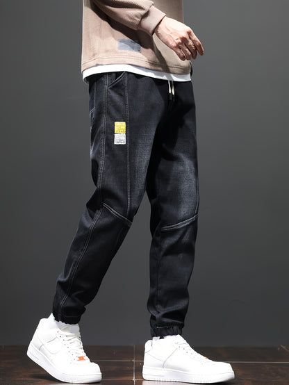 Fleece-Lined Stretch Denim Joggers