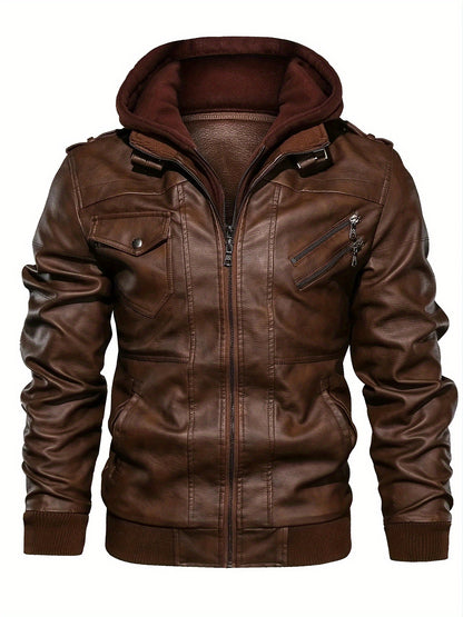 Men’s Hooded Leather Jacket