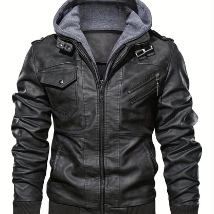Men’s Hooded Leather Jacket