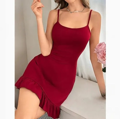 Heart Mesh Splice Ruffle Nightdress