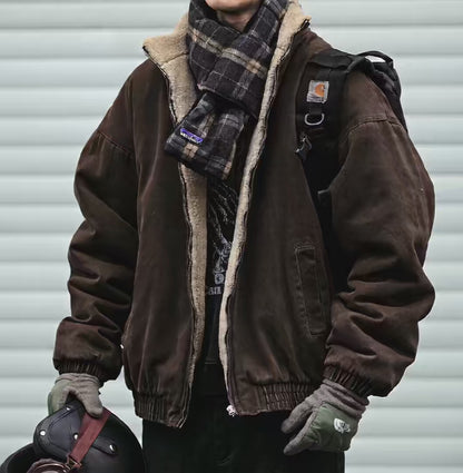 Vintage Fleece Bomber Jacket