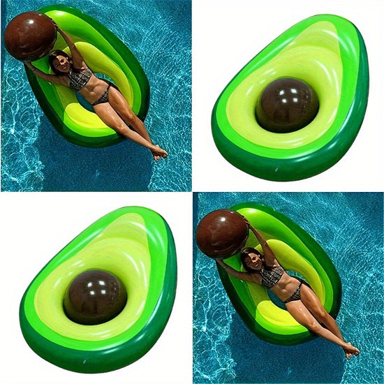 1pc Avocado Pool Float with Ball  Inflatable PVC Lounger for Adults Fun Swimming Party Accessory Vibrant Green  Brown Design Perfect for Pool Parties and Relaxation Pool Floats for Adults