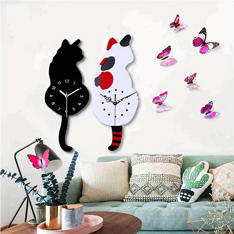 Charming Swinging Tail Kitten Clock for Any Room Decor