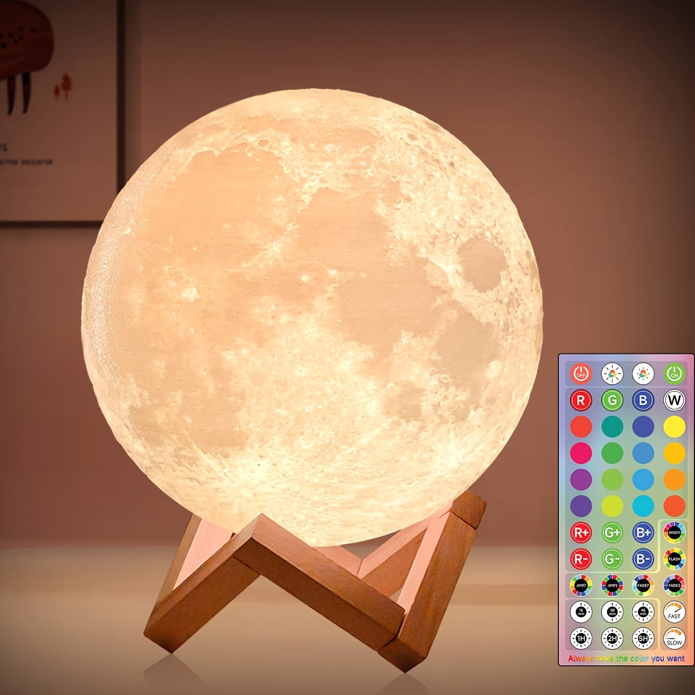 Smart Remote Control Moon Lamp 128 Color Changing Timer Function Touch Control Creative Birthday Gift Bedroom  Study Decor Romantic Anniversary Gift Small Night Light Holiday Gift