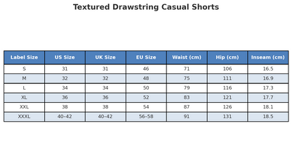 Textured Drawstring Casual Shorts